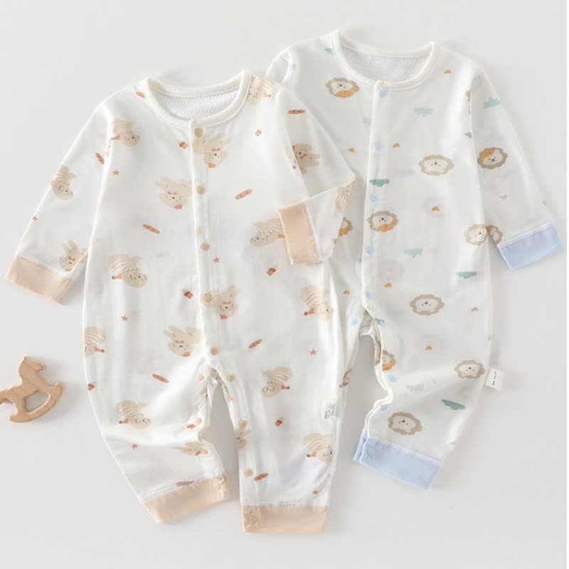 Tutina pigiamino bianco per neonati con stampa animalier - image 3