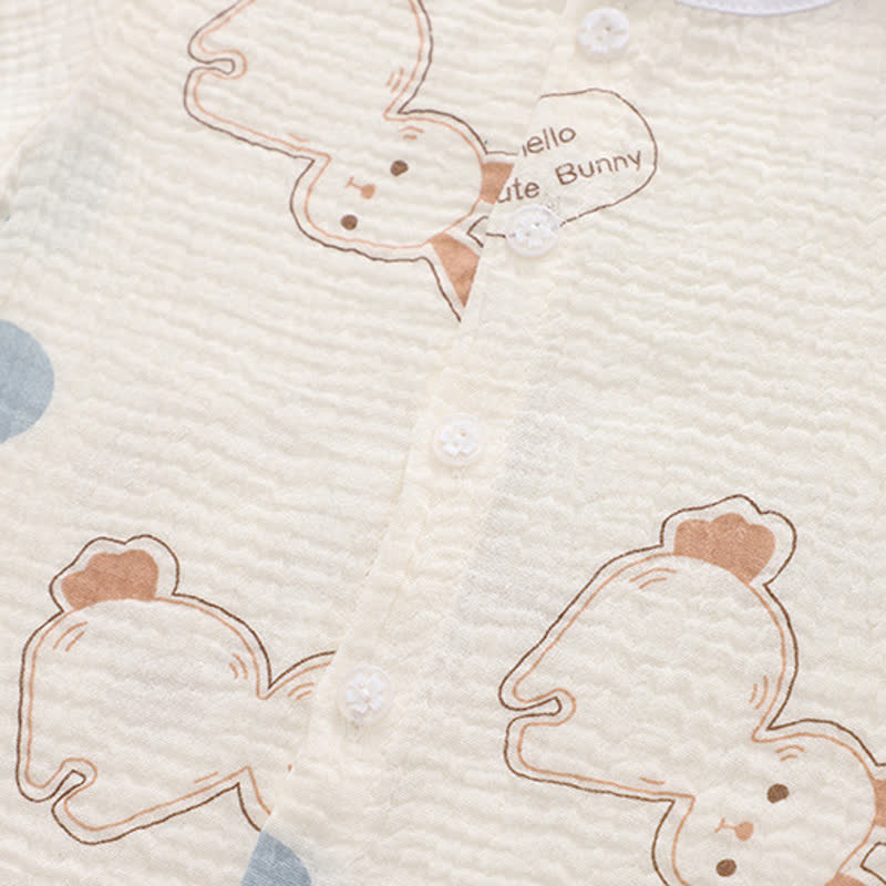 Set pigiama da 2 pezzi per neonato/a con stampa di coniglietto bianco. - image 4