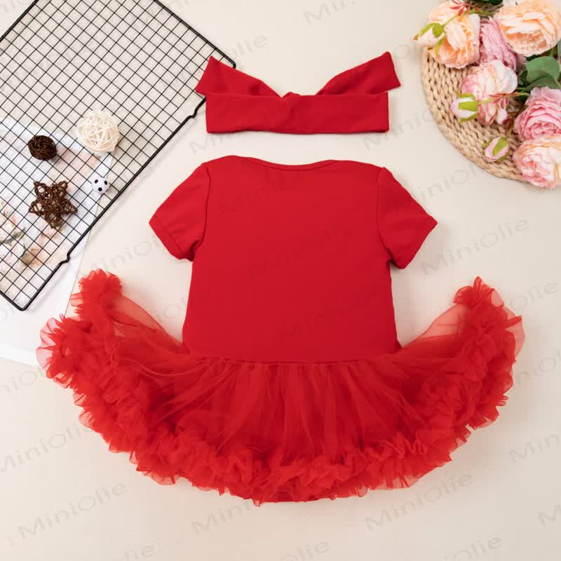 Body da bambina in tulle con fascia per capelli, ideale per il calcio. - Rosso - 12-18 mesi - image 2