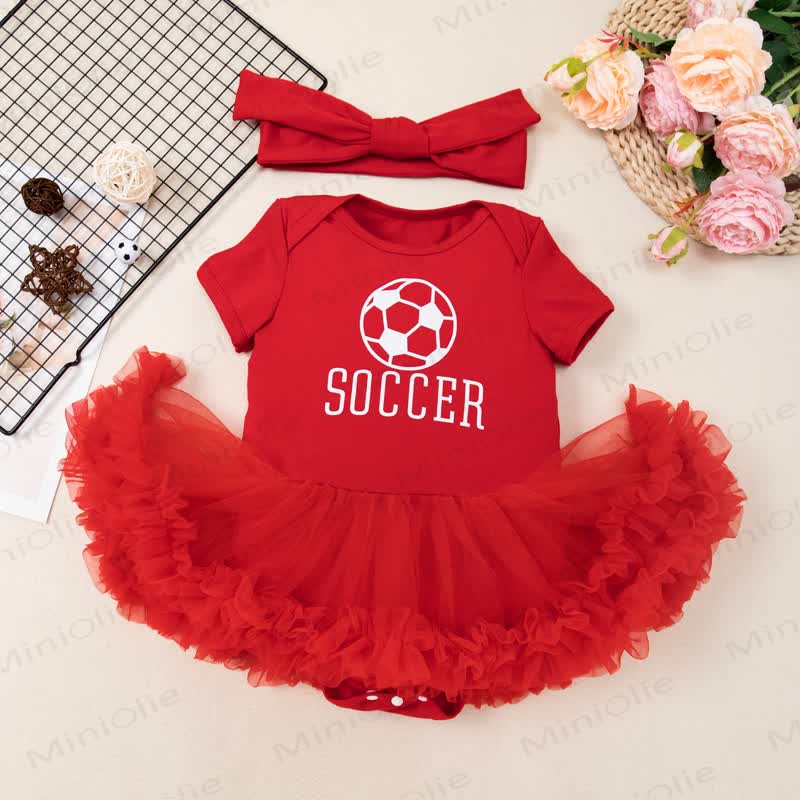 Body da bambina in tulle con fascia per capelli, ideale per il calcio. - image 1