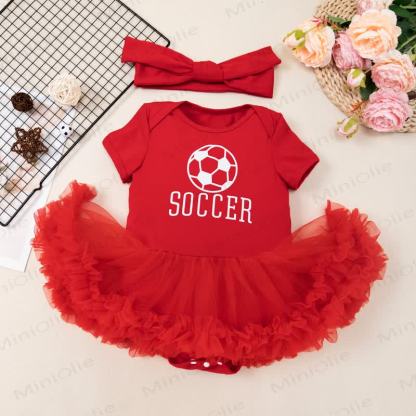 Body da bambina in tulle con fascia per capelli, ideale per il calcio. - image 1