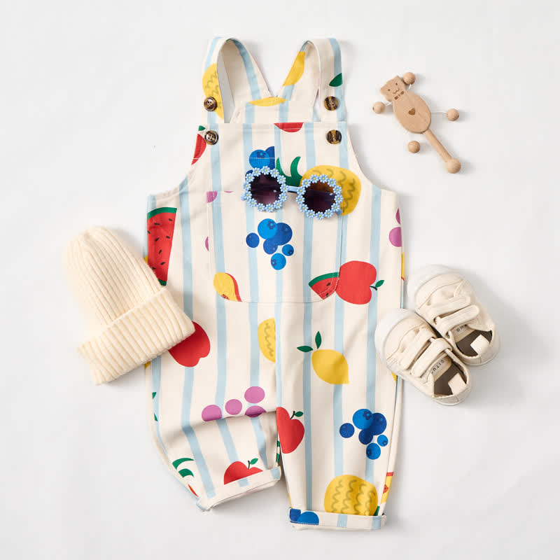 Salopette beige a righe con tasche per neonati e bambini piccoli - Beige - 3-5T - image 1