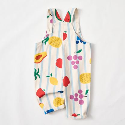 Salopette beige a righe con tasche per neonati e bambini piccoli - image 2