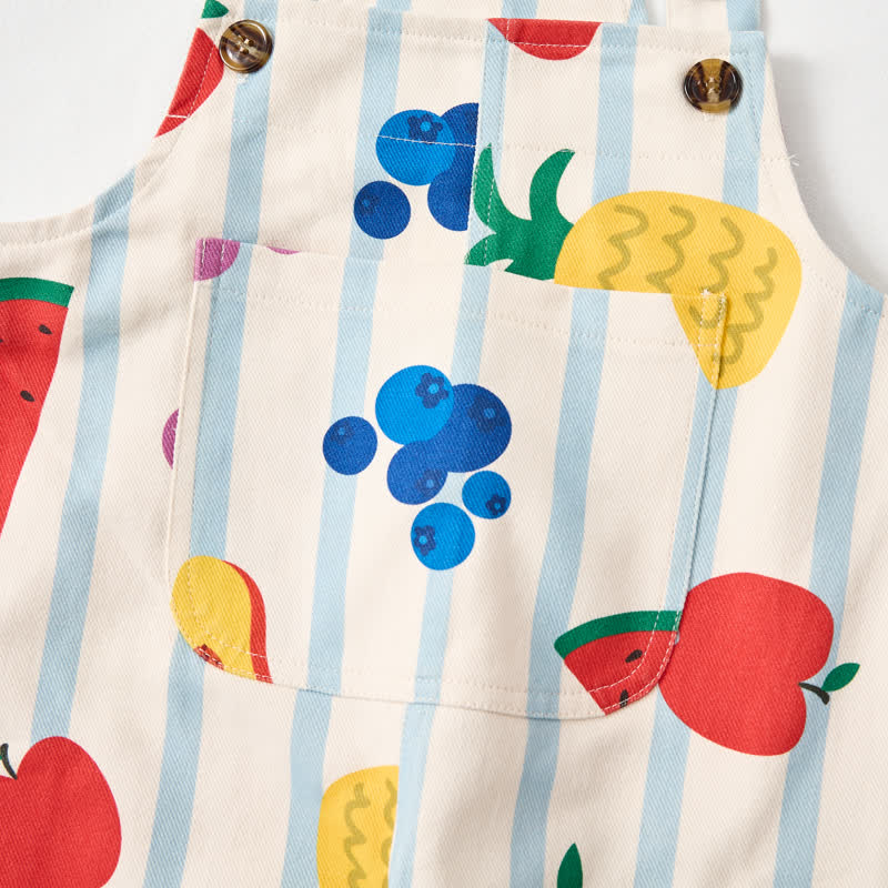 Salopette beige a righe con tasche per neonati e bambini piccoli - image 4