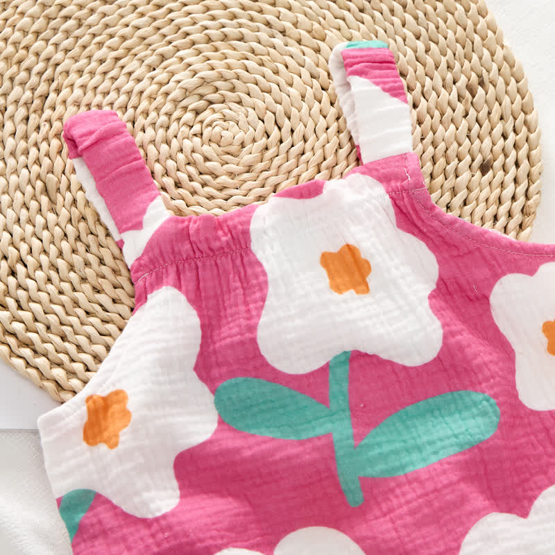 Tutina rosa con stampa margherite e cappellino - image 8