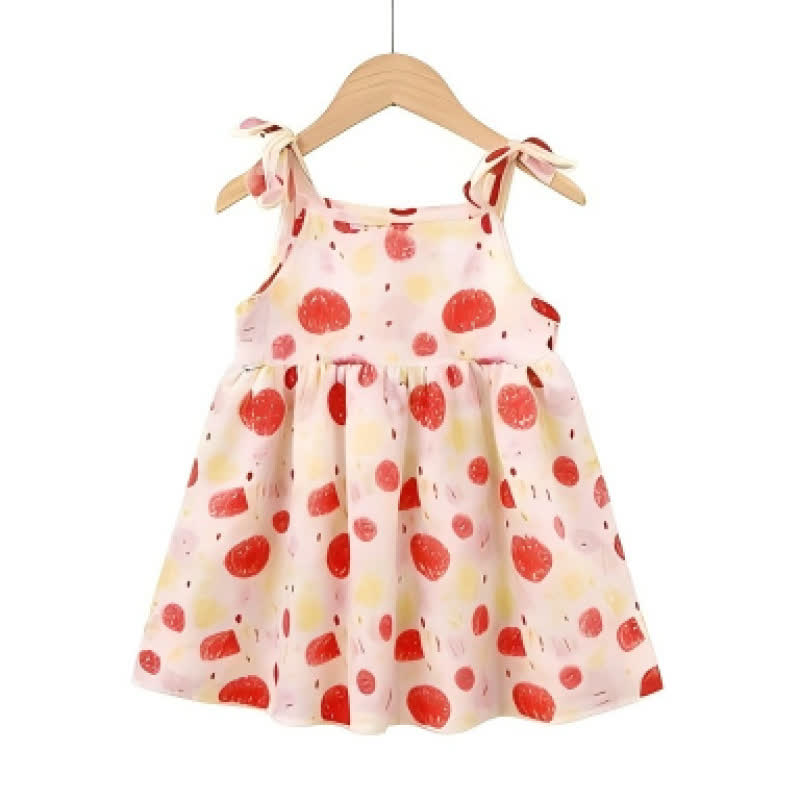 Vestito da bambina con stampa integrale e laccetti - image 8