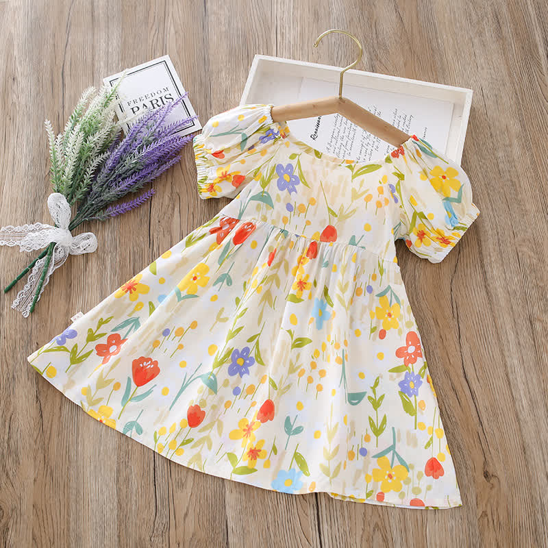 Vestito a maniche corte con stampa integrale per bambina - Fiori bianchi - 10-11T - image 4