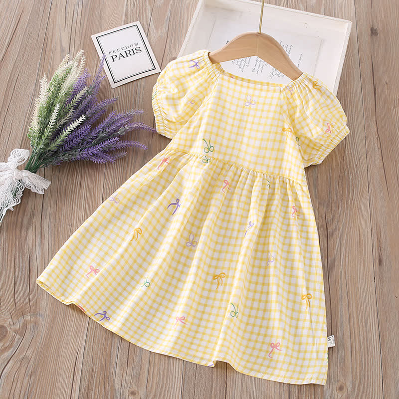 Vestito a maniche corte con stampa integrale per bambina - Quadri gialli - 10-11T - image 11