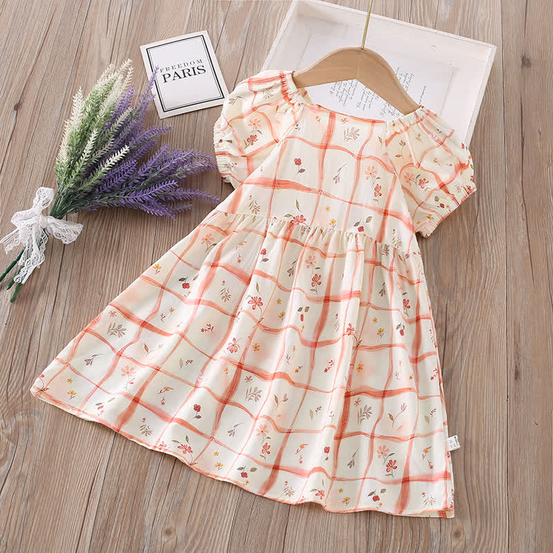 Vestito a maniche corte con stampa integrale per bambina - Quadri marroni - 10-11T - image 14
