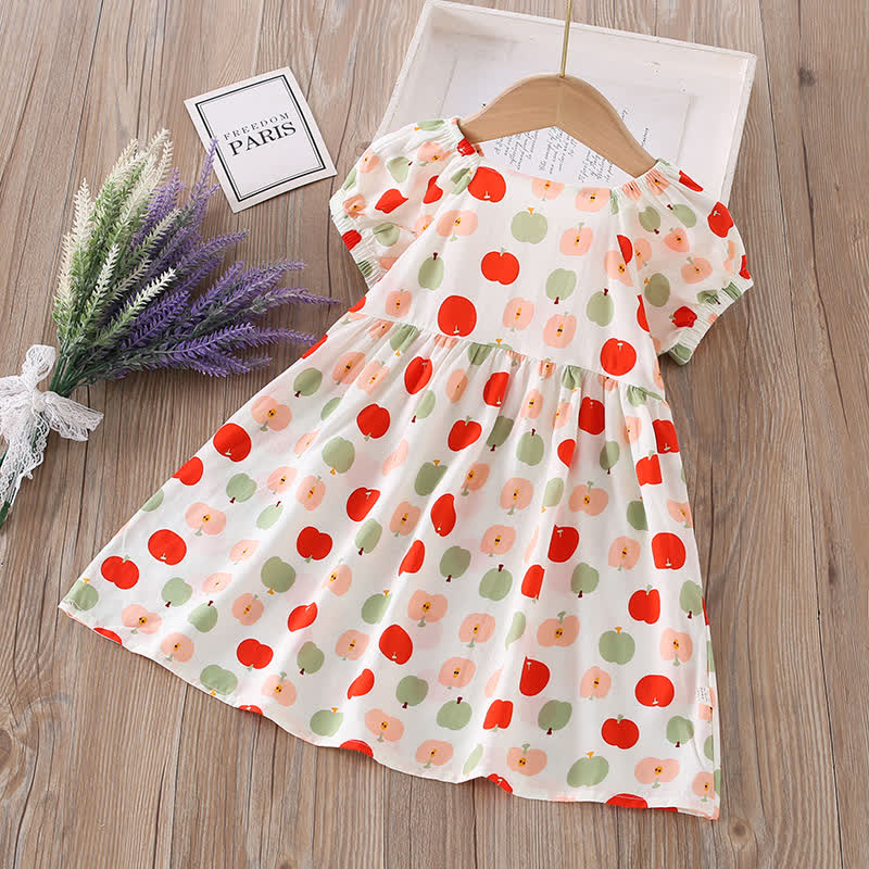 Vestito a maniche corte con stampa integrale per bambina - Mela beige - 10-11T - image 26