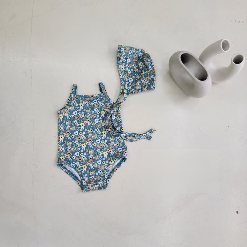 Costume da bagno intero a quadri o a pois per bambina con cuffia inclusa. - Verde - 2-3T - image 5