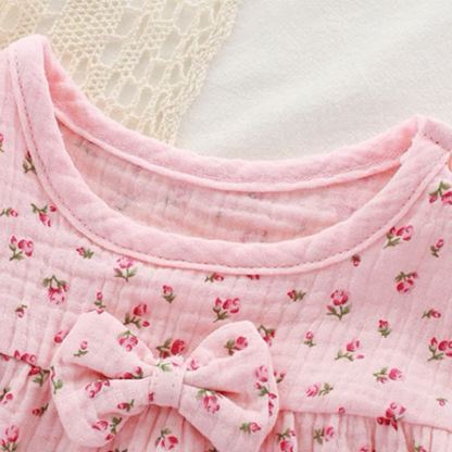 Pigiama da bambina composto da maglietta e pantaloncini con stampa floreale, set di 2 pezzi - image 5