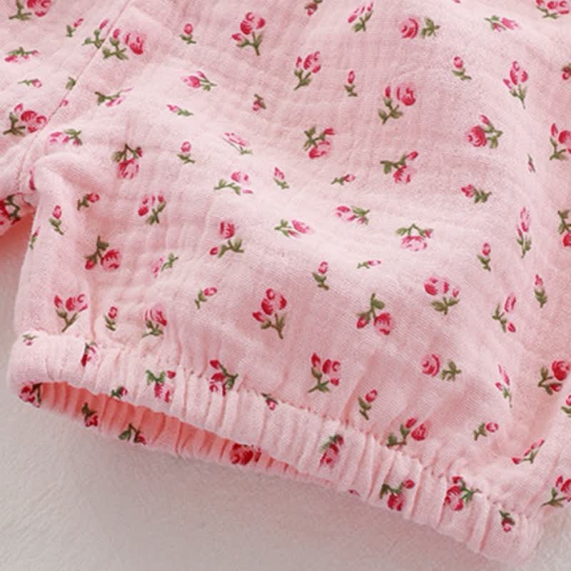 Pigiama da bambina composto da maglietta e pantaloncini con stampa floreale, set di 2 pezzi - image 10