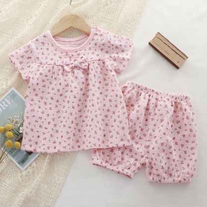 Pigiama da bambina composto da maglietta e pantaloncini con stampa floreale, set di 2 pezzi - Rosa - 4-5T - image 3