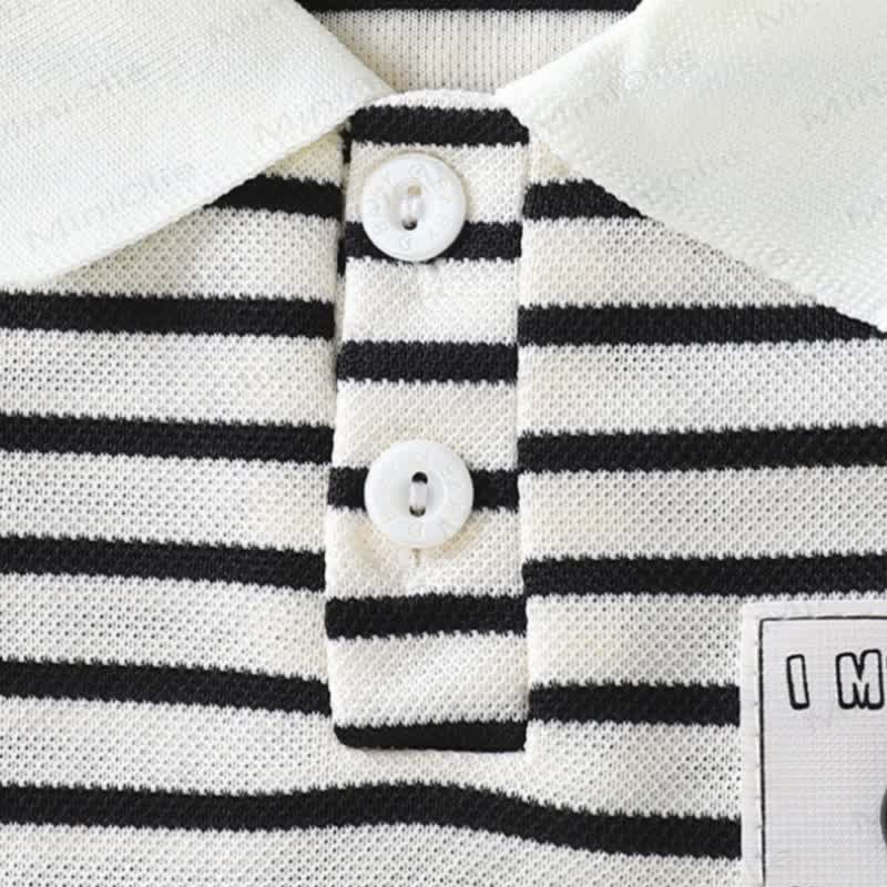 Abito polo a righe con stampa animalier/slogan per bambina - image 10