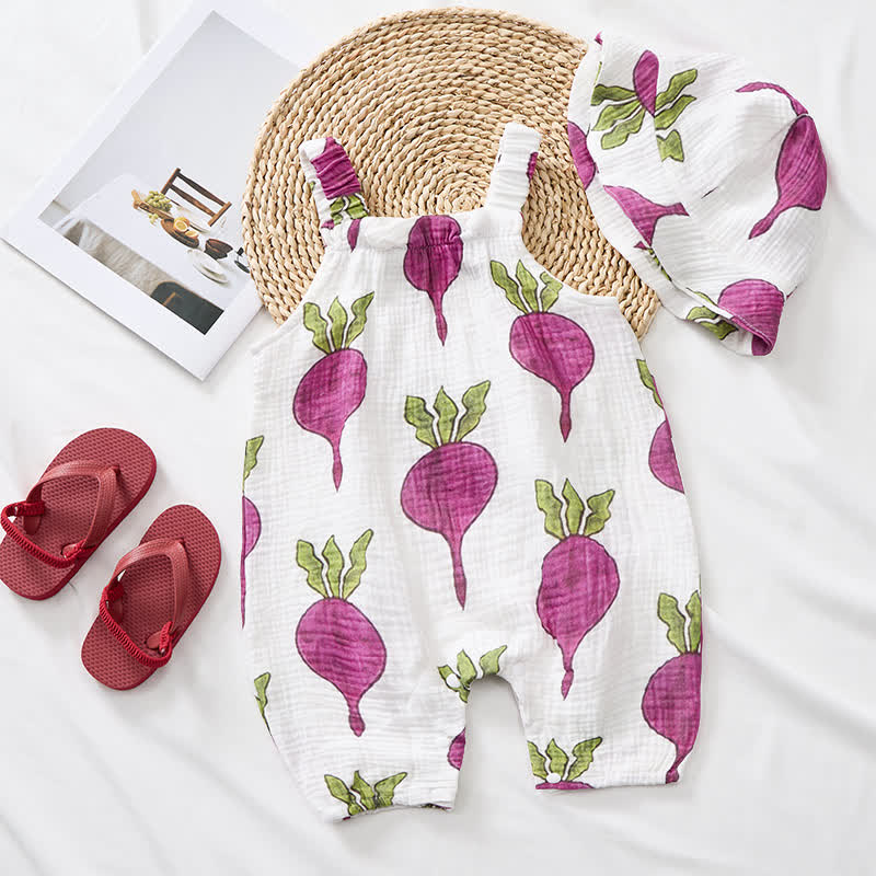 Tutina per neonato con stampa barbabietola e cappellino - image 3