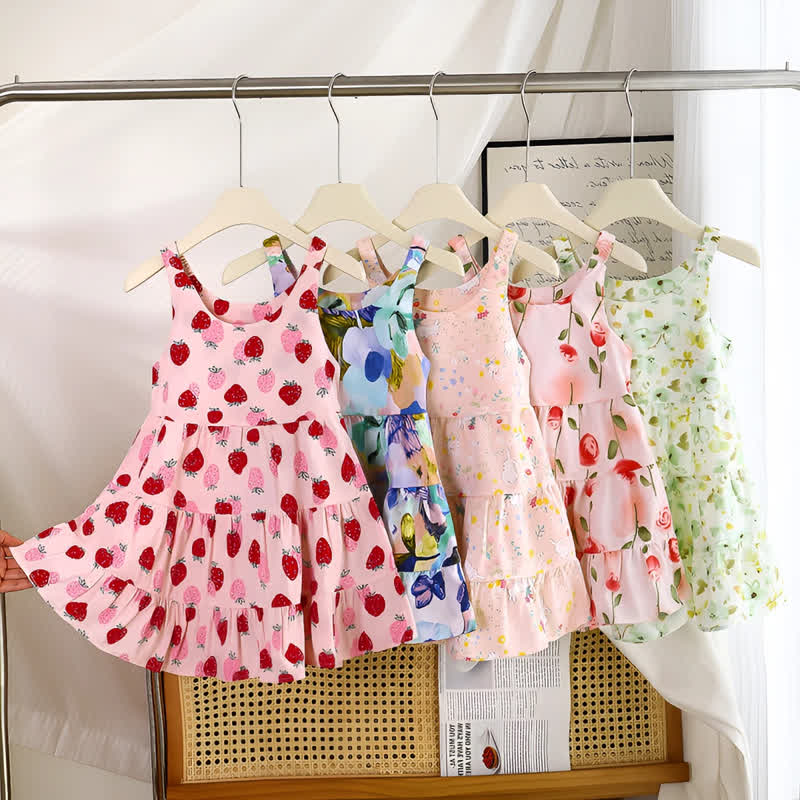 Vestito estivo senza maniche a fantasia floreale per bambina - image 1