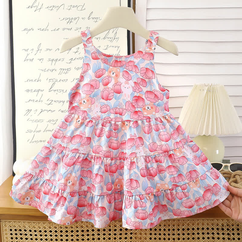 Vestito estivo senza maniche a fantasia floreale per bambina - Rosa - 10-11T - image 2