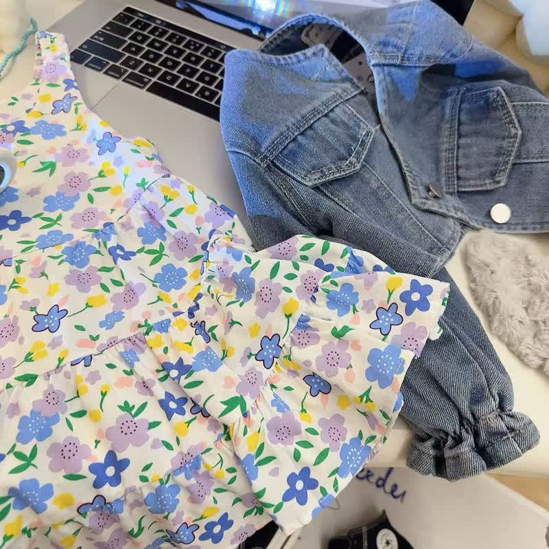 Vestito estivo senza maniche a fantasia floreale per bambina - image 13
