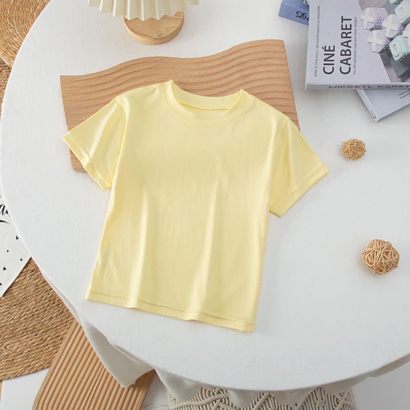 T-shirt casual girocollo a tinta unita per bambini - Giallo - 10-11T - image 9
