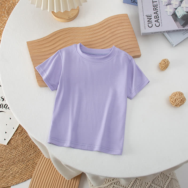 T-shirt casual girocollo a tinta unita per bambini - Viola - 10-11T - image 10