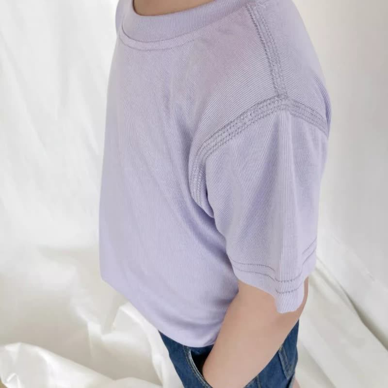 T-shirt casual girocollo a tinta unita per bambini - image 13