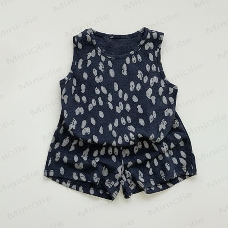 Completo per bambina composto da canotta e pantaloncini in morbido cotone con stampa a pois. - Marina - 4-5T - image 2