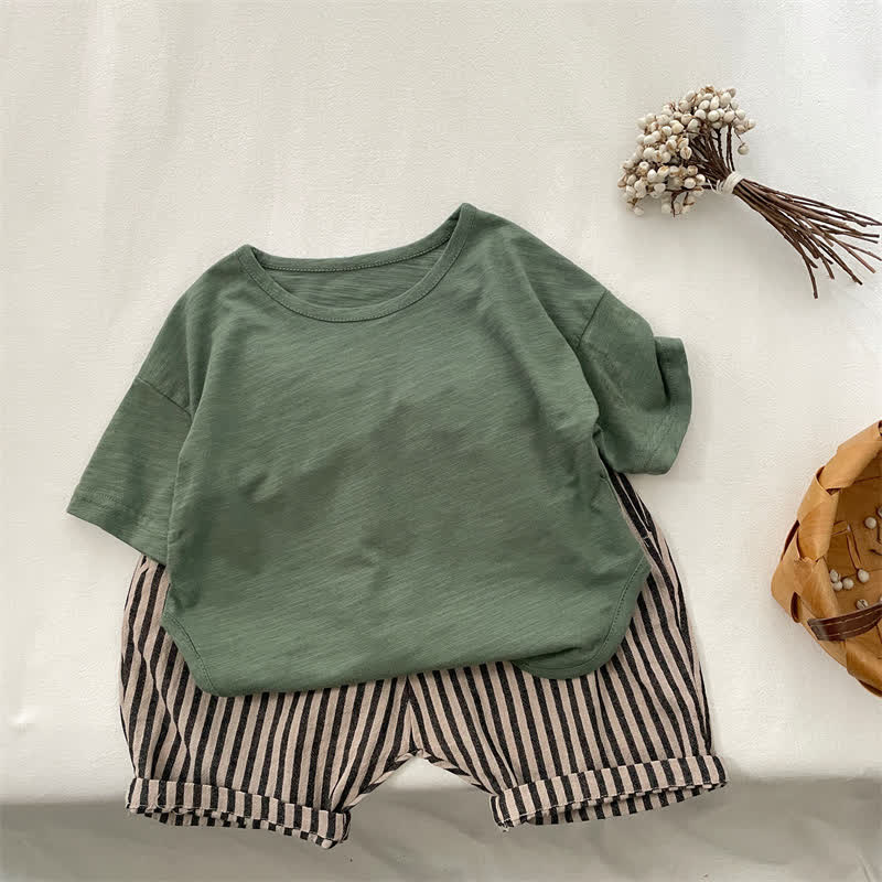 T-shirt girocollo a tinta unita per bambini - Verde scuro - 6.5-8T - image 3