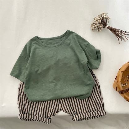 T-shirt girocollo a tinta unita per bambini - Verde scuro - 6.5-8T - image 3