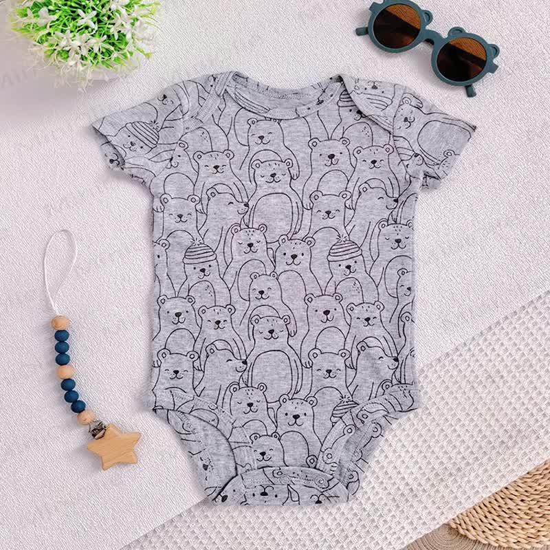 Body a maniche corte in cotone con stampa animalier per neonati - image 11