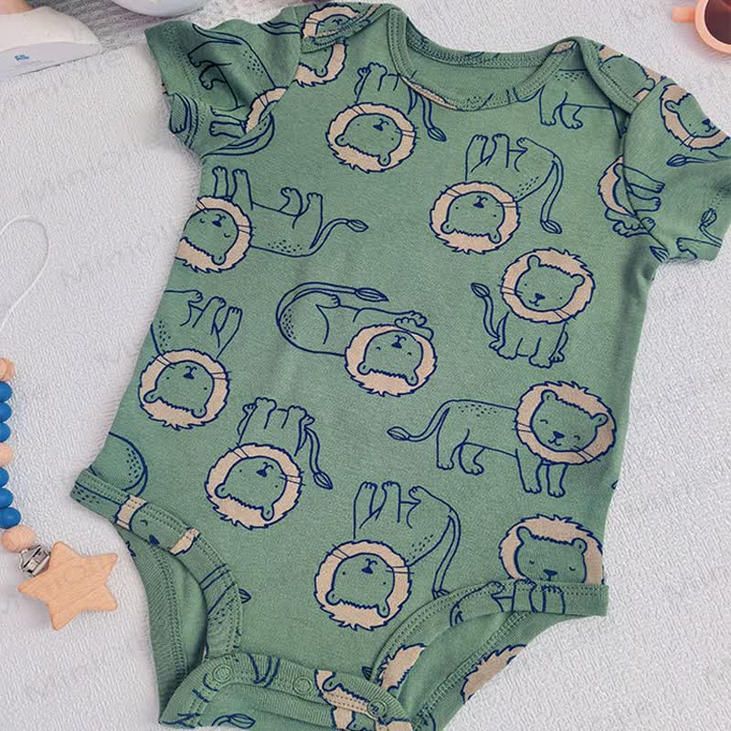 Body a maniche corte in cotone con stampa animalier per neonati - Leone Verde - 18-24 mesi - image 3