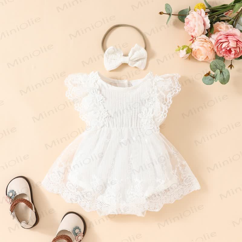 Body a coste in tulle e pizzo, con gonna a balze. - Bianco - 12-18 mesi - image 24