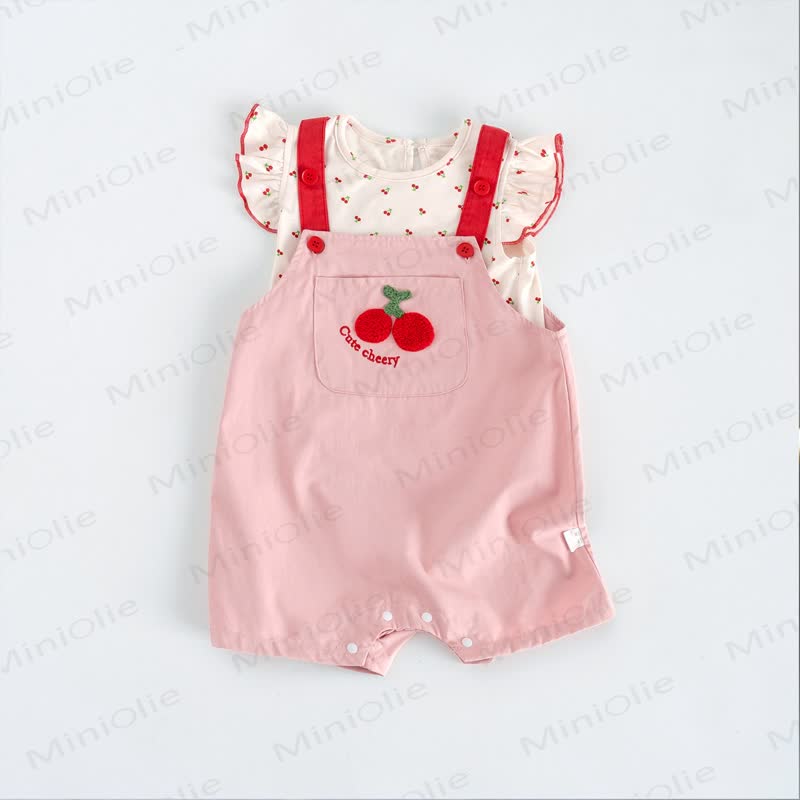 Completo tutina per neonato con ciliegie, carino e allegro - Completo senza maniche - 2-3T - image 1