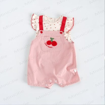 Completo tutina per neonato con ciliegie, carino e allegro - Completo senza maniche - 2-3T - image 1