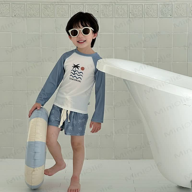 Costume da bagno per bambini, due pezzi, con protezione solare e cuffia inclusa. - image 6