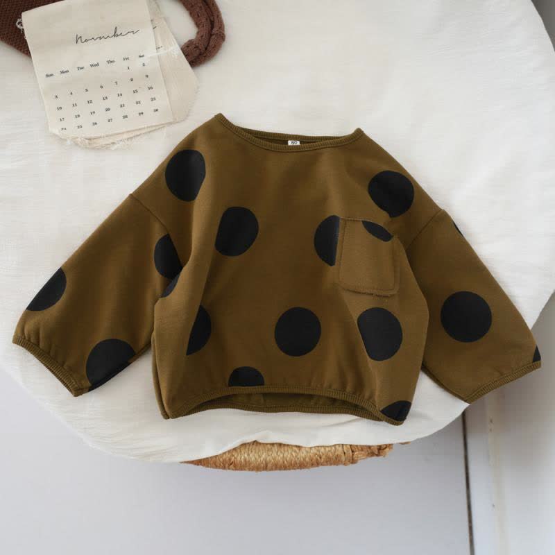 Maglietta a maniche lunghe a pois per neonati e bambini - Verde - 6-7T - image 3