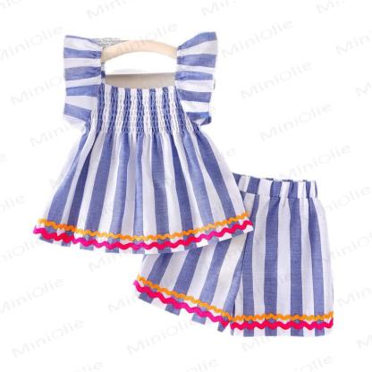 Completo senza maniche a righe azzurre - image 2
