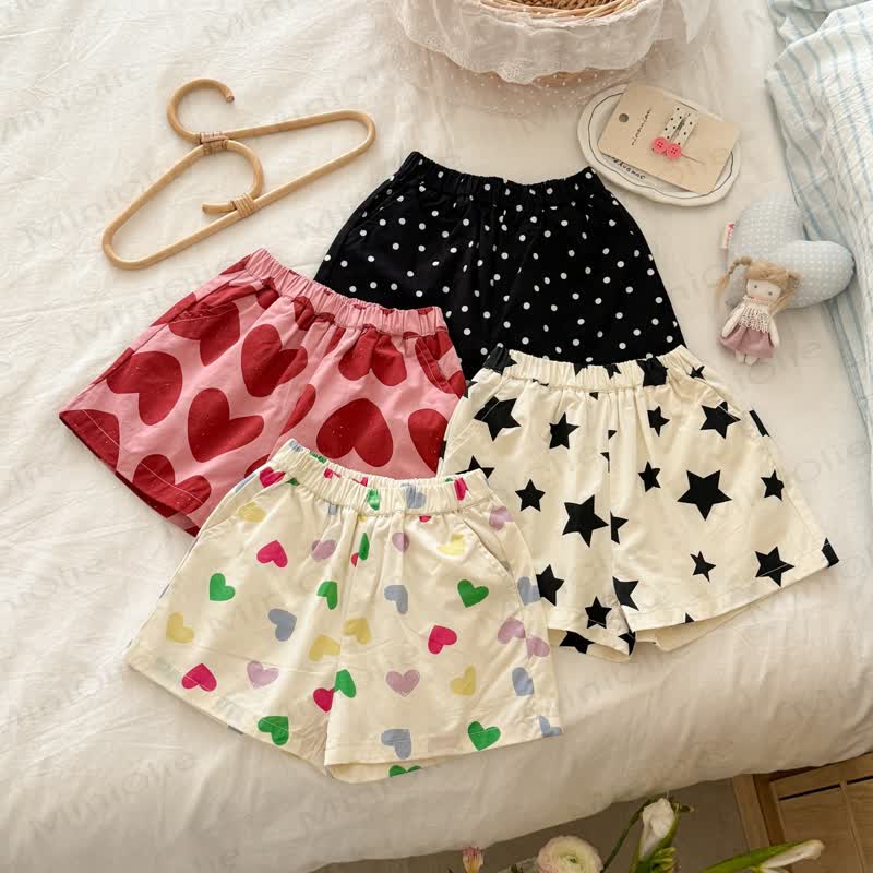 Pantaloncini da casa in cotone a pois o calzini di pizzo per bambine - image 1