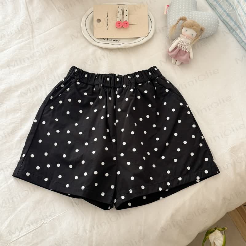 Pantaloncini da casa in cotone a pois o calzini di pizzo per bambine - Nero - 8-9T - image 2