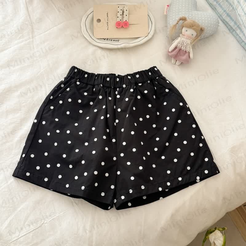 Pantaloncini da casa in cotone a pois o calzini di pizzo per bambine - Nero - 8-9T - image 2
