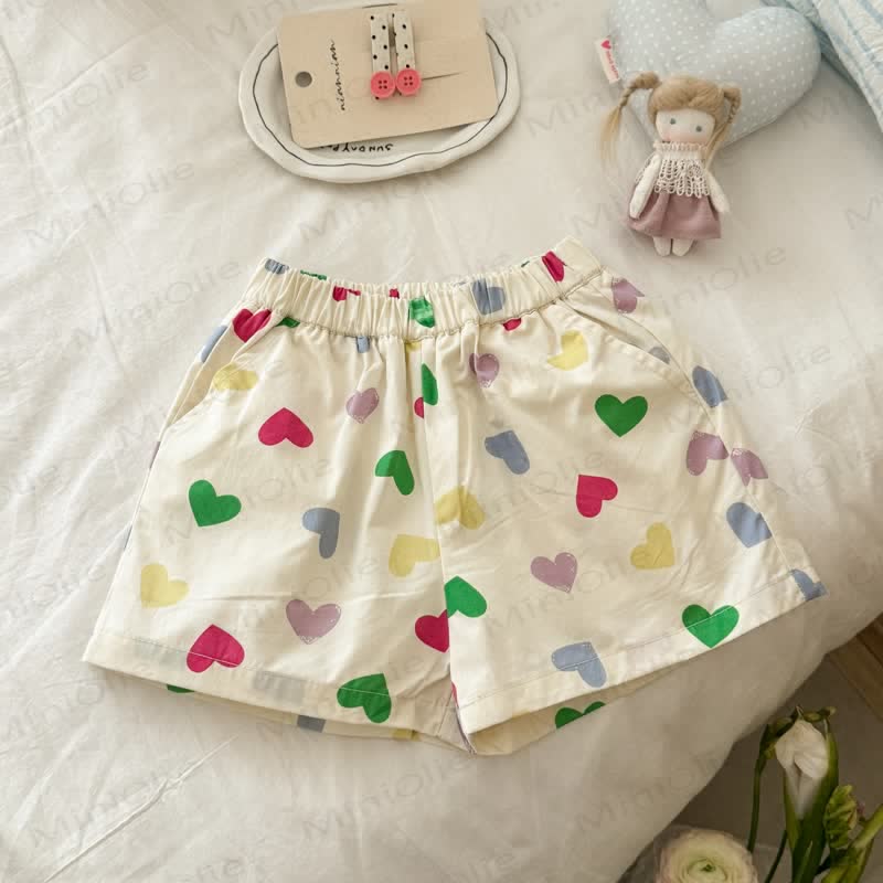 Pantaloncini da casa in cotone a pois o calzini di pizzo per bambine - Cuore Beige - 8-9T - image 5