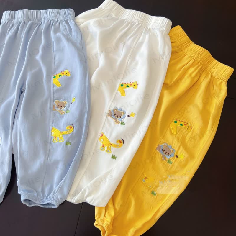 Pantaloni per bambini con ricami di animali dei cartoni animati - image 1