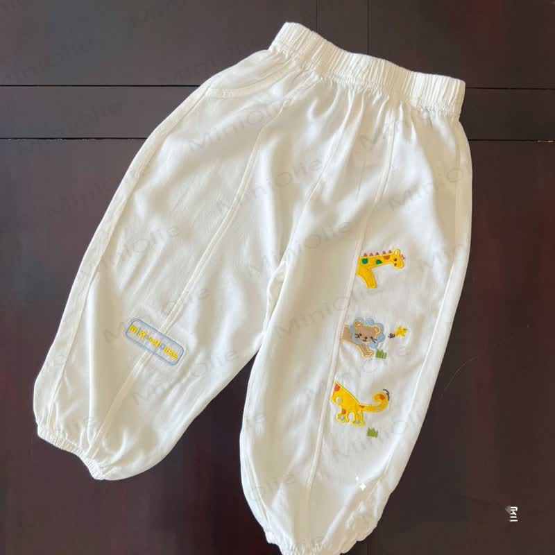 Pantaloni per bambini con ricami di animali dei cartoni animati - Bianco - 6-7T - image 4