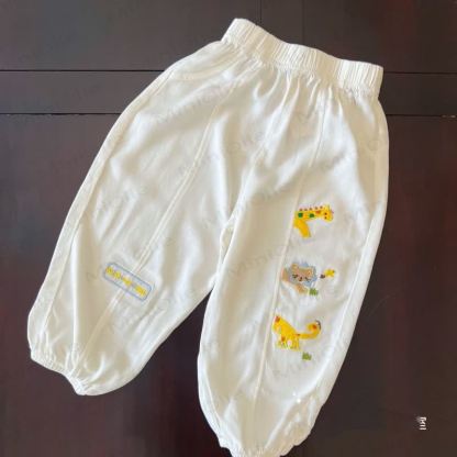 Pantaloni per bambini con ricami di animali dei cartoni animati - Bianco - 6-7T - image 4