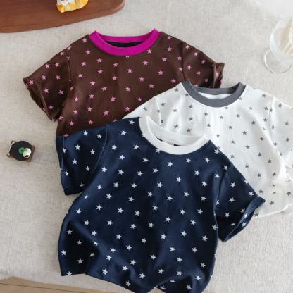 T-shirt casual per neonati con stampa a stelle - image 1