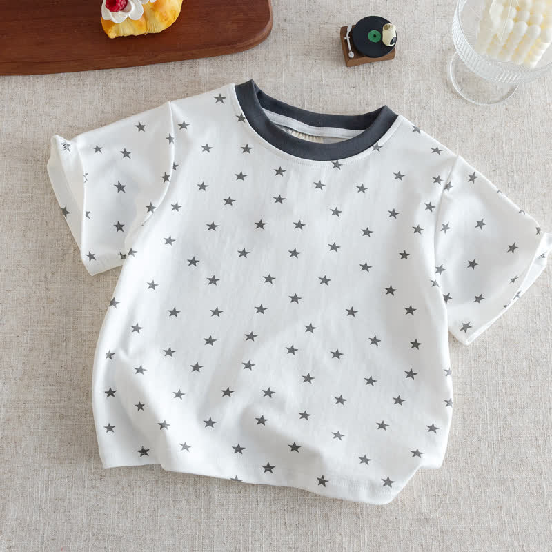 T-shirt casual per neonati con stampa a stelle - Beige - 6-7T - image 2