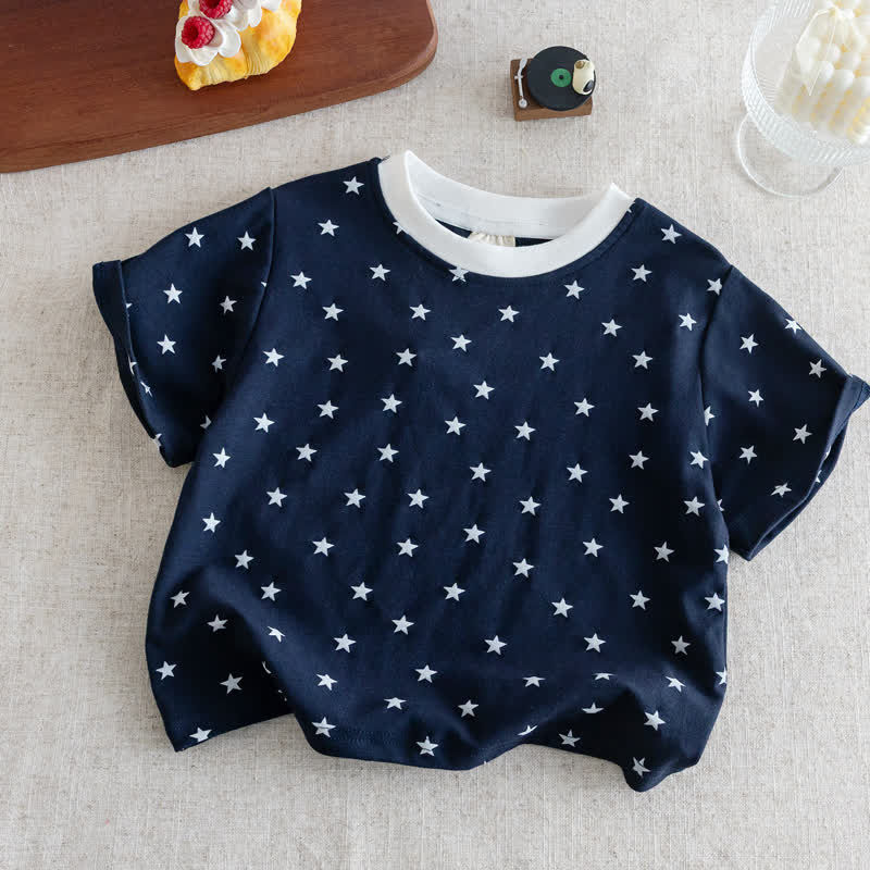 T-shirt casual per neonati con stampa a stelle - Marina - 6-7T - image 3
