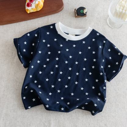 T-shirt casual per neonati con stampa a stelle - Marina - 6-7T - image 3