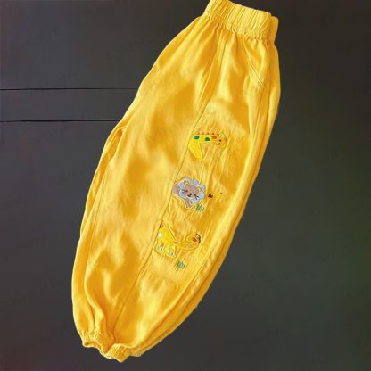 Pantaloni per bambini con ricami di animali dei cartoni animati - Giallo - 6-7T - image 3
