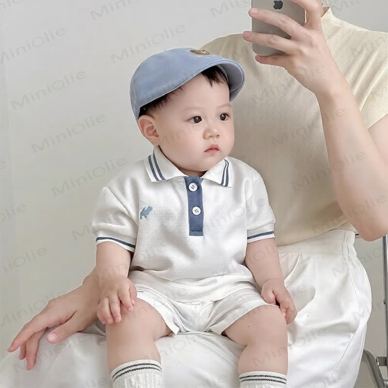 Completo da neonato composto da polo e pantaloncini classici, due pezzi. - Bianco - 3-4 anni - image 3